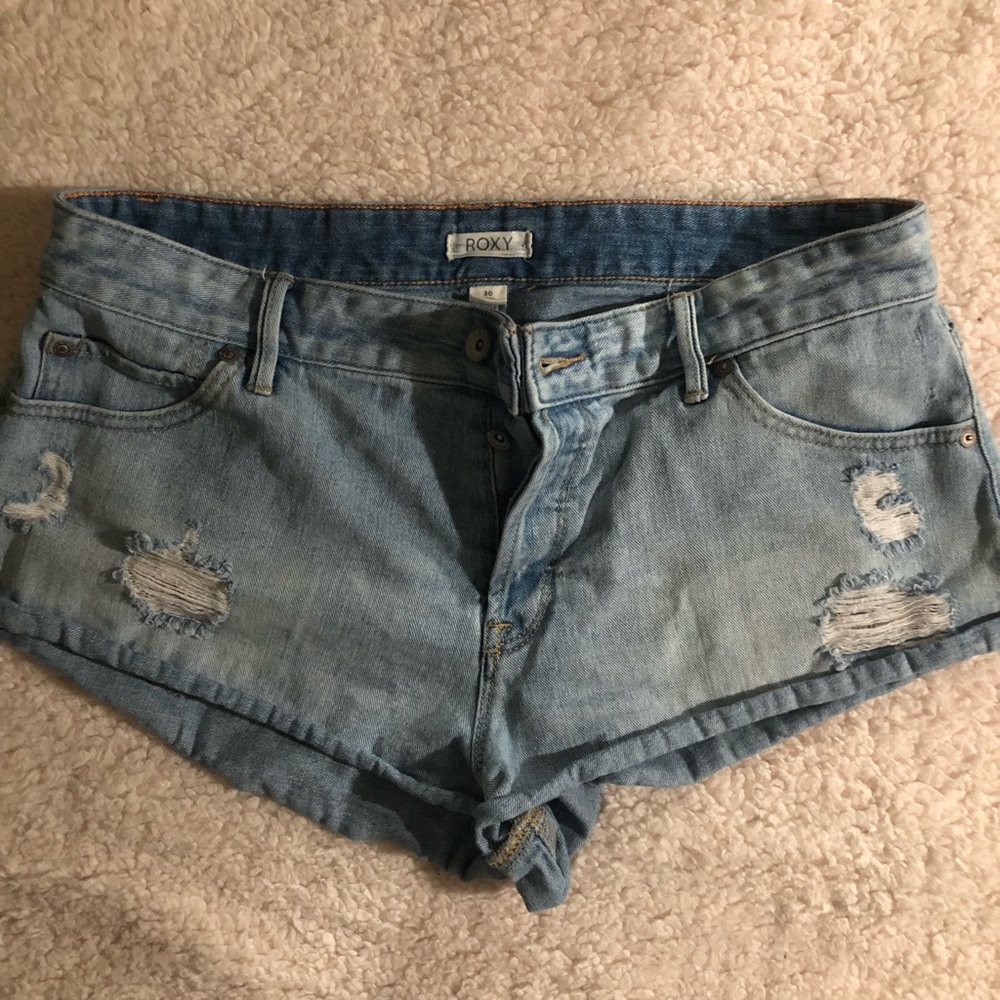Two pairs of denim shorts